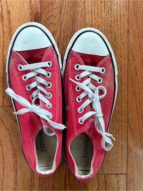 Converse Red Low-Top Canvas Sneakers with White Laces